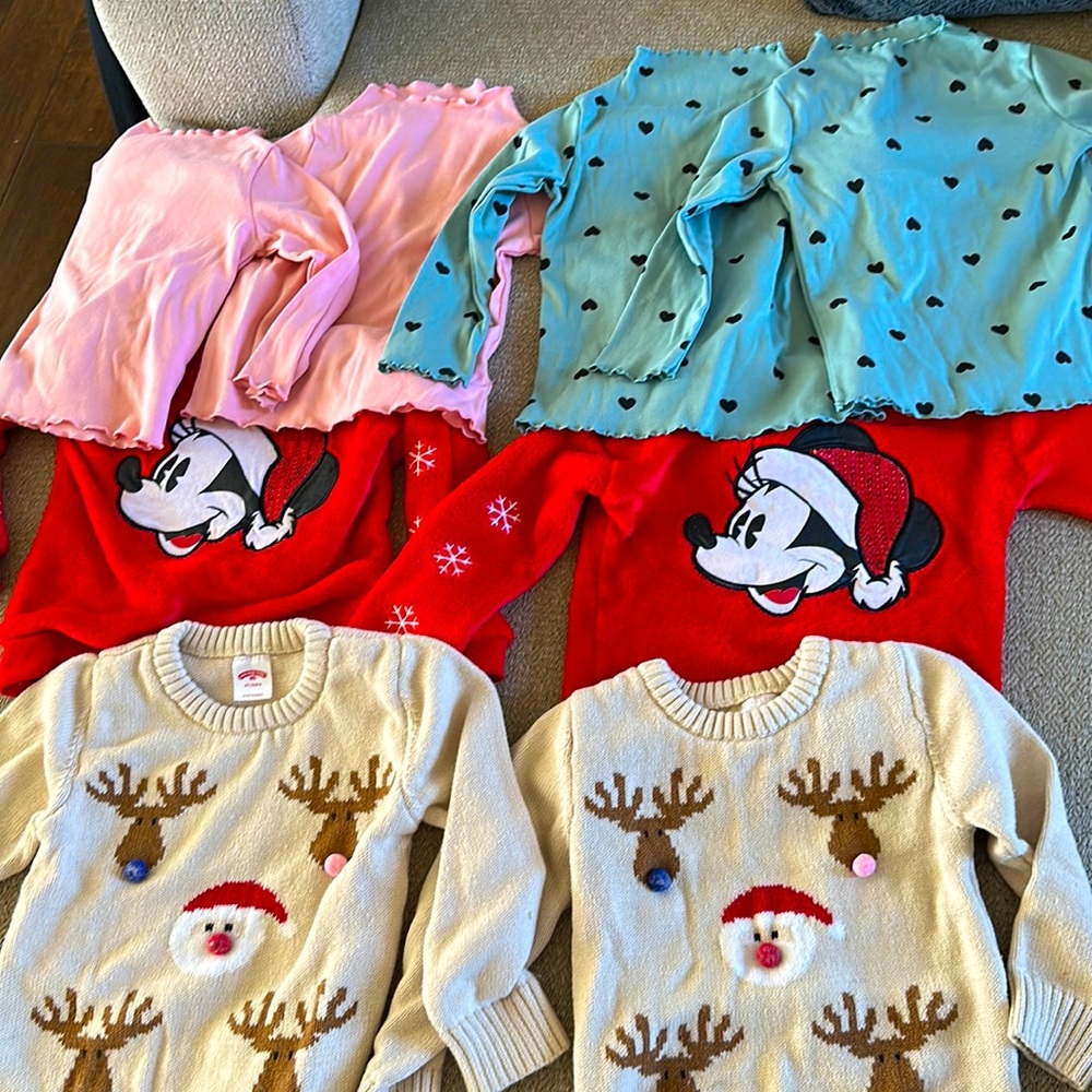 Can be sold together or separately. Twin clothes size 4T. Crew and turtle necks